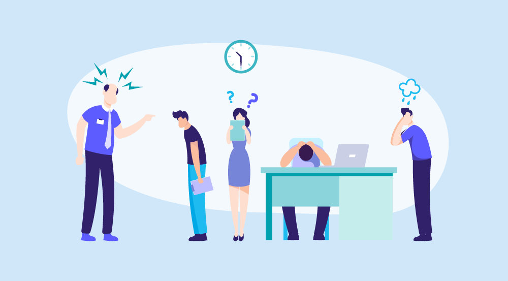A conceptual idea of examples of a hostile work environment.