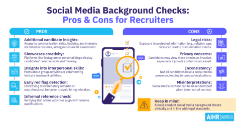 Pros and cons of conducting social media background checks for recruiters.